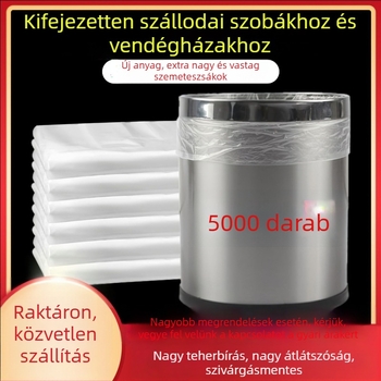 Egyszer használatos szemeteszsák hotel szobákhoz, lapos szájú, átlátszó, vastagított, szagtalan műanyagból