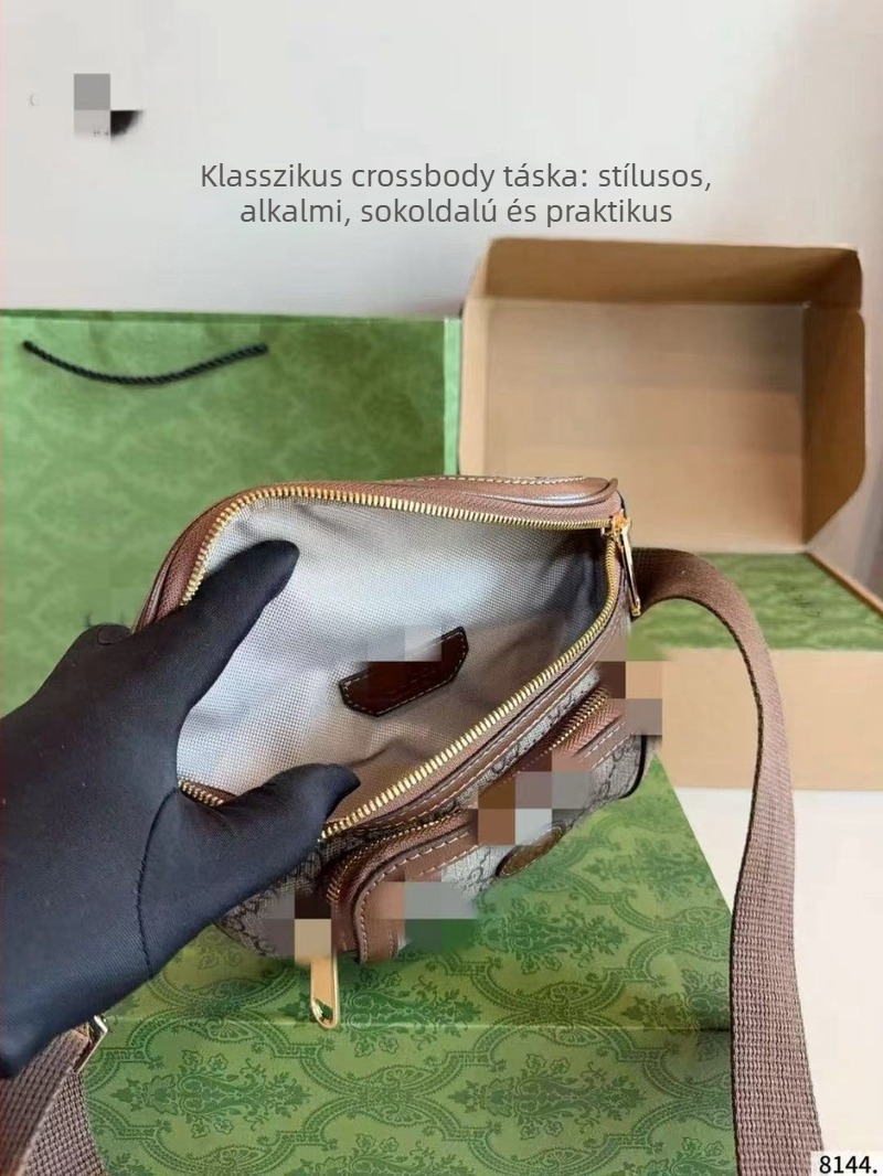 Női bőr keresztpántos válltáska retro mintával, városi stílus, közepes méret