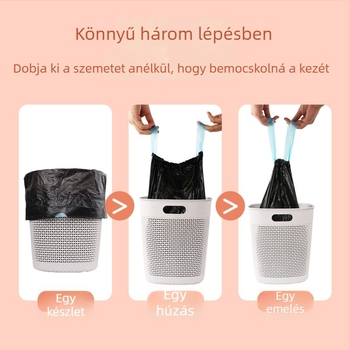 Húzózsinóros szemeteszsákok automatikus záródással, hordozható, vastagított kivitel, nagy méretű, háztartási konyhai egyszer használatos műanyag zacskók, gazdaságos csomag