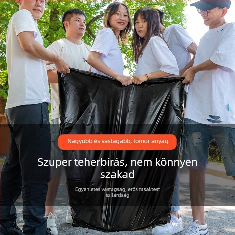 Fekete szemeteszsákok, vastagított, 60×80 cm, kereskedelmi használatra – éttermek, szállodák, ingatlanüzemeltetés