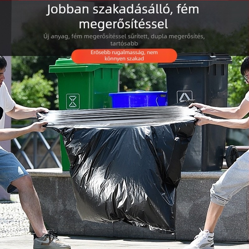 Fekete szemeteszsákok, vastagított, 60×80 cm, kereskedelmi használatra – éttermek, szállodák, ingatlanüzemeltetés