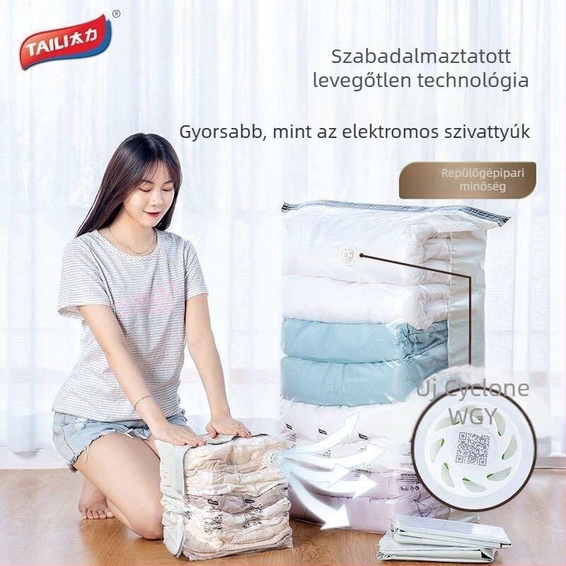 Taili Megerősített vákuumos tárolózsákok – otthoni költöztetéshez, ruhák és paplanok tárolására, 3D vákuumkompresszió