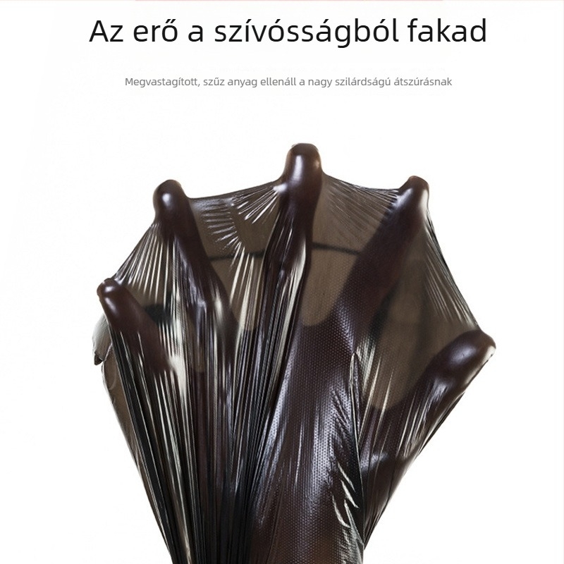 Fekete mellény-stílusú szemeteszsákok, egyszer használatosak, 40×60 cm, PE műanyag