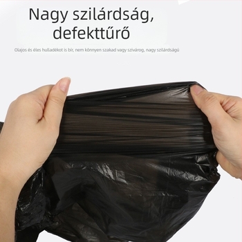 Közepesen vastag fekete szemeteszsákok, egyszer használatos, lapos szájú kivitelben, ideális szállodába, irodába, étterembe, konyhába, fürdőszobába és hálószobába