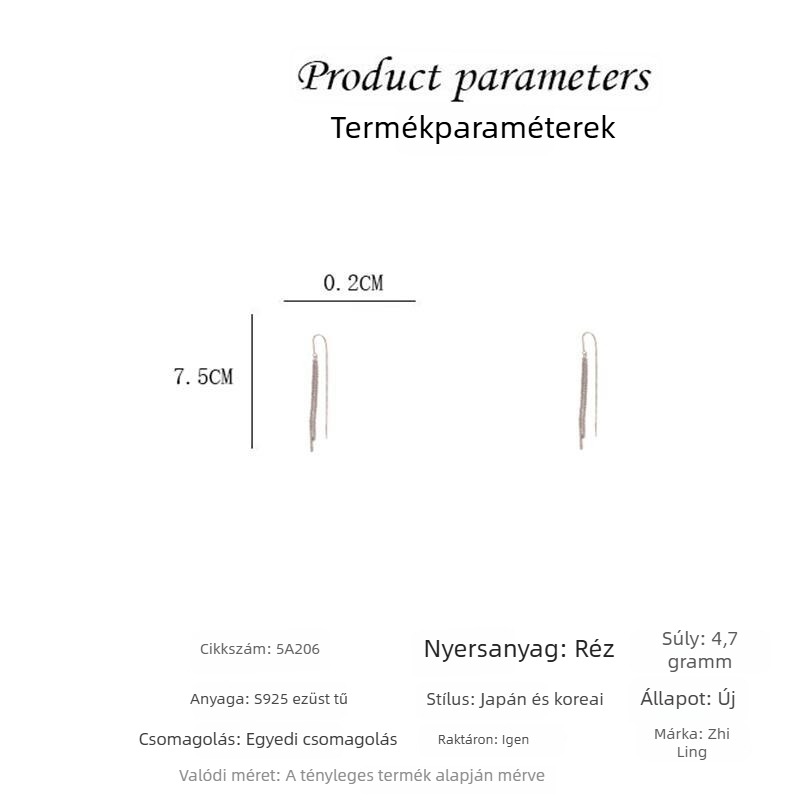 Elegáns hosszú bojtos fülbevaló fémes hatású, tavasz–nyár 2023, nőknek