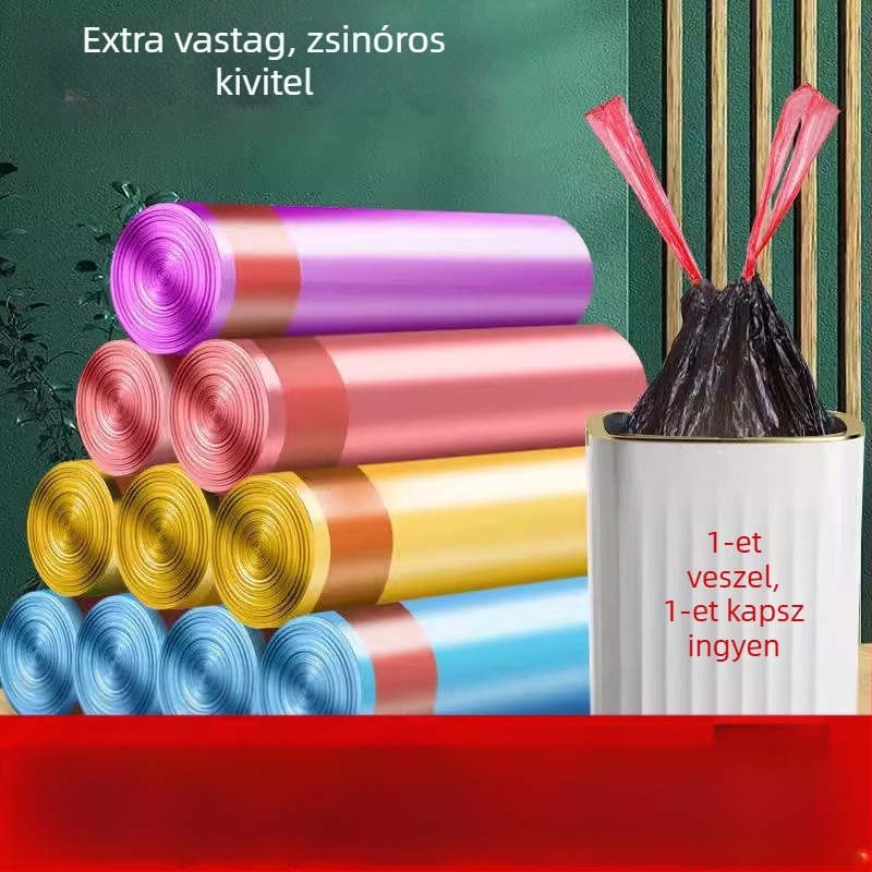 Otthoni szemeteszsákok vastagított kivitelben, gazdaságos csomag, nagy méretű konyhai zacskók húzózsinórral
