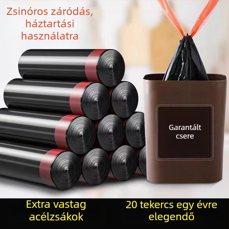 Otthoni szemeteszsákok vastagított kivitelben, gazdaságos csomag, nagy méretű konyhai zacskók húzózsinórral