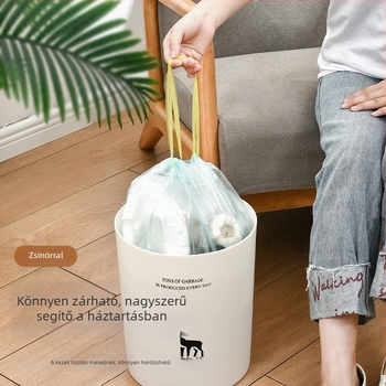 Szemeteszsák húzózsinórral, erősek, nagy méretűek, háztartási és irodai használatra, automatikus zárású műanyag zacskók