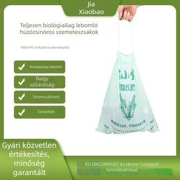 Személyre szabható vastagabb húzózsinóros kukászsák konyhához, 100 db, teljesen lebomló