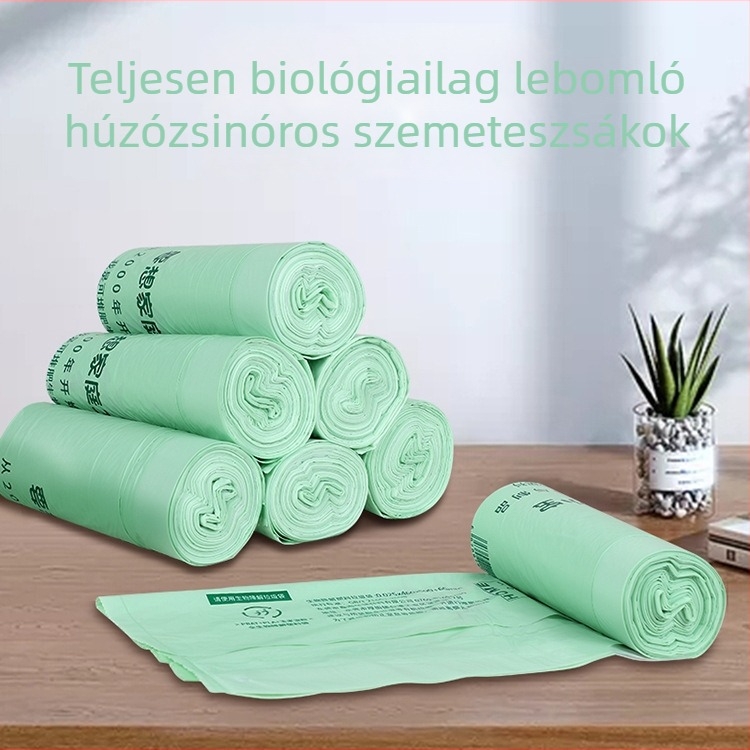 Személyre szabható vastagabb húzózsinóros kukászsák konyhához, 100 db, teljesen lebomló