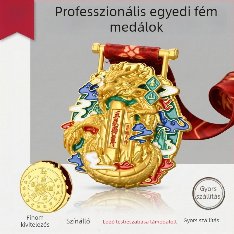 Sporteseményekhez készült fémmedálok, bronzmedálok versenyekhez és maratonokhoz, logóval testre szabható medál
