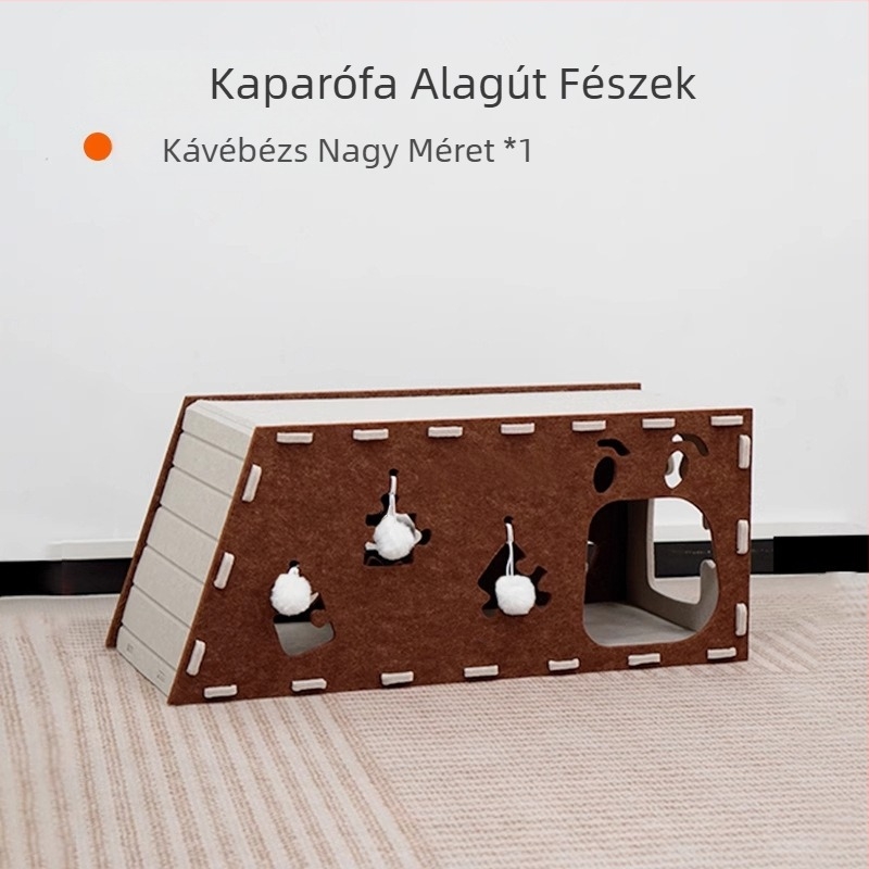 Filc macskafészek két szintes, csővel, beépített kaparódeszka, macska játék