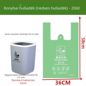 Vastagított, nagy méretű konyhai hulladék zacskók, 36×58 cm, 20L és 15L szemeteshez, egyszer használatos háztartási műanyag zacskók