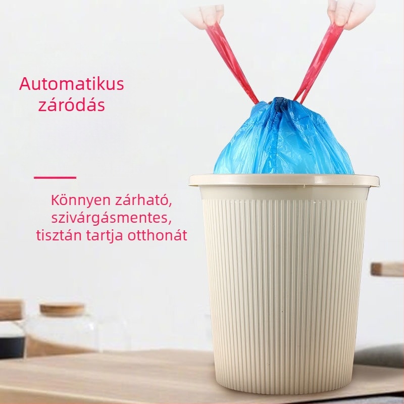 Háztartási szemeteszsák kötős záródással, nagy méret, konyhai szemeteszsák, PE műanyag