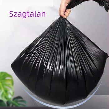 Nagy kapacitású szemeteszsákok szállodai tisztításra, extra vastag, sík szájú, fekete műanyag zacskók