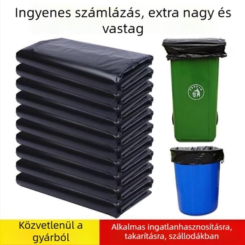 Fekete szemeteszsák, lapos szájú, 60x80 cm, vastított, szállodai használatra
