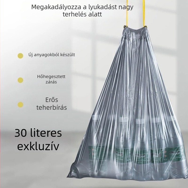 Vastagított húzós szemeteszsák, extrán nagy méret; négyzet alakú konyhai vödör 30 L