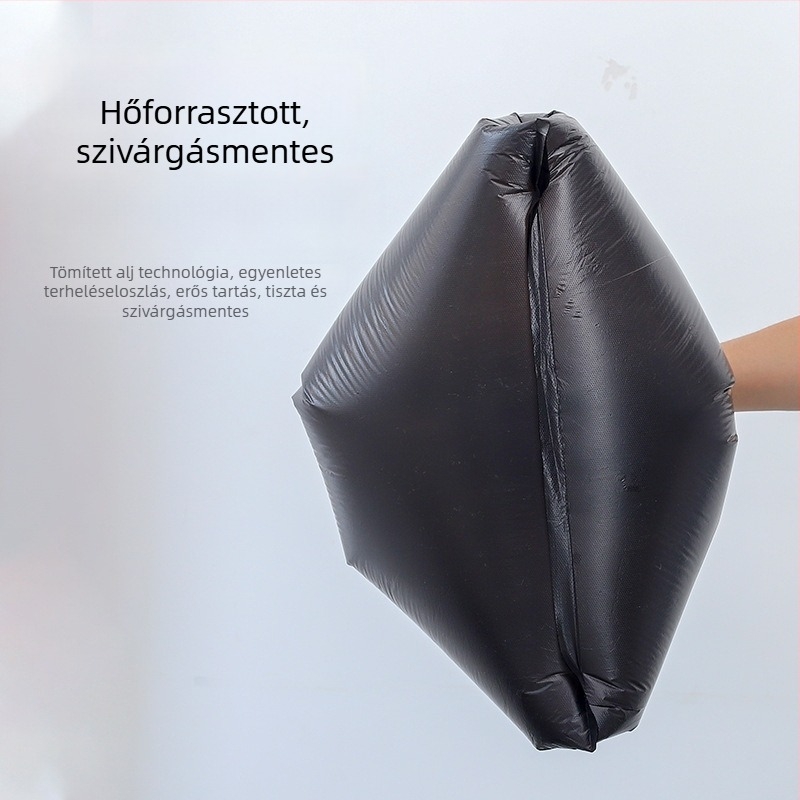 Egyszer használatos nagy szemeteszsák lapos szájú, fekete műanyag zacskó háztartási használatra