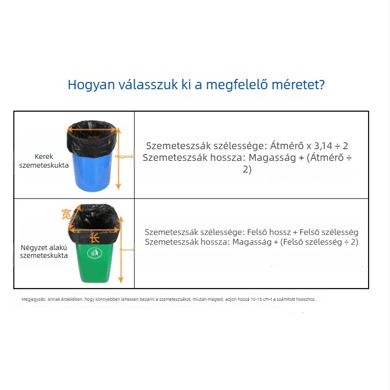 Egyszer használatos nagy szemeteszsák lapos szájú, fekete műanyag zacskó háztartási használatra