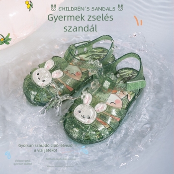 2025 Gyerekeknek szóló Cartoon Jelly szandál PVC-ből, csúszásmentes talp, Velcro-zár, hercegnő kivágott mintázattal