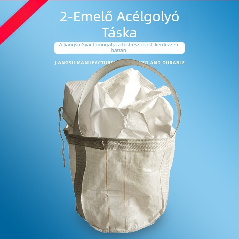 Kétfülű tonzsák alsó zsebbel, fehér, vastag szövött zsák ásványi ércek csomagolásához