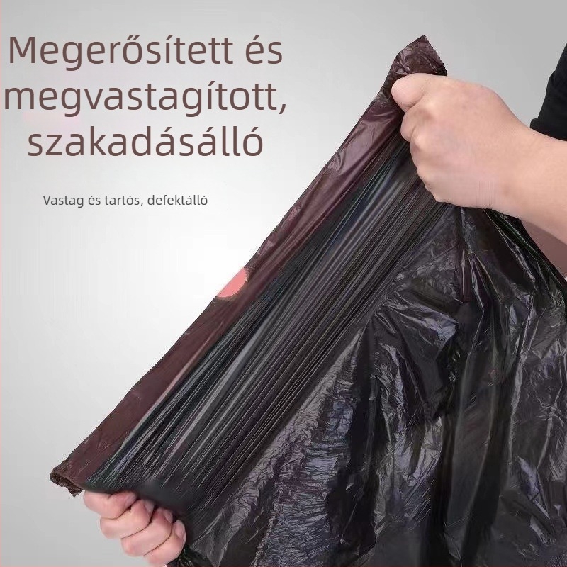 Nagy kék húzós szemeteszsák, kosár alakú zárással, háztartási használatra
