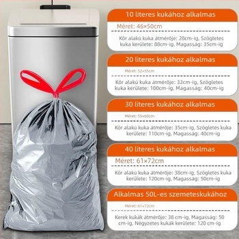Hengshu Extra Vastag Nagy Szemeteszsákok hurok-záródóval, 20L–50L, háztartási konyhai hulladékhoz, kézi emelhető kuka