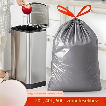 Nagy húzózáras szemeteszsák háztartási használatra, megvastított, konyhai szemeteshez, 20L/30L/40L