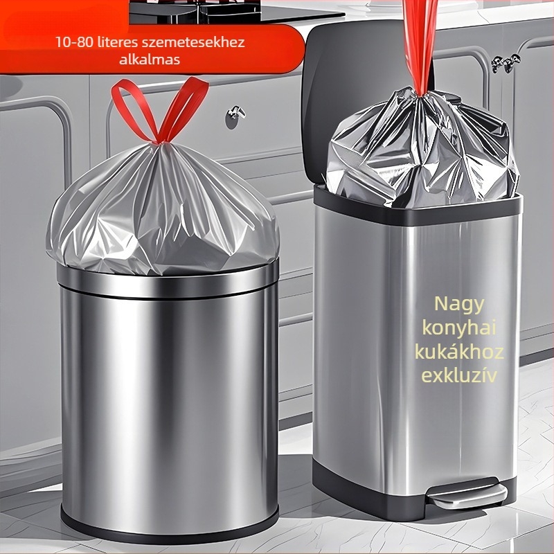Nagy húzózáras szemeteszsák háztartási használatra, megvastított, konyhai szemeteshez, 20L/30L/40L
