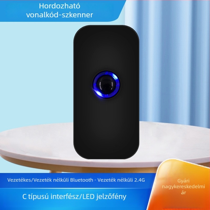 Vezeték nélküli Bluetooth lézeres szkenner vörös fénnyel, hordozható kézi készülék képernyő- és vonalkódolvasáshoz, raktári készletfelvétel