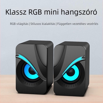 FT-Q9 2.0 számítógépes hangfal RGB LED világítással, USB és 3,5 mm bemenettel, vezetékes sztereó asztali PC-hez és laptophoz