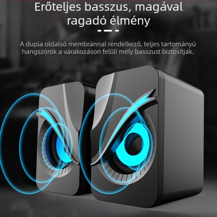 FT-Q9 2.0 számítógépes hangfal RGB LED világítással, USB és 3,5 mm bemenettel, vezetékes sztereó asztali PC-hez és laptophoz