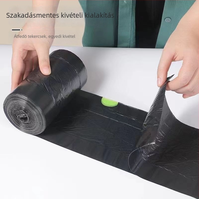 Sűrített szemeteszsák zsinóros zárással, nagy méret otthoni/konyhai használatra