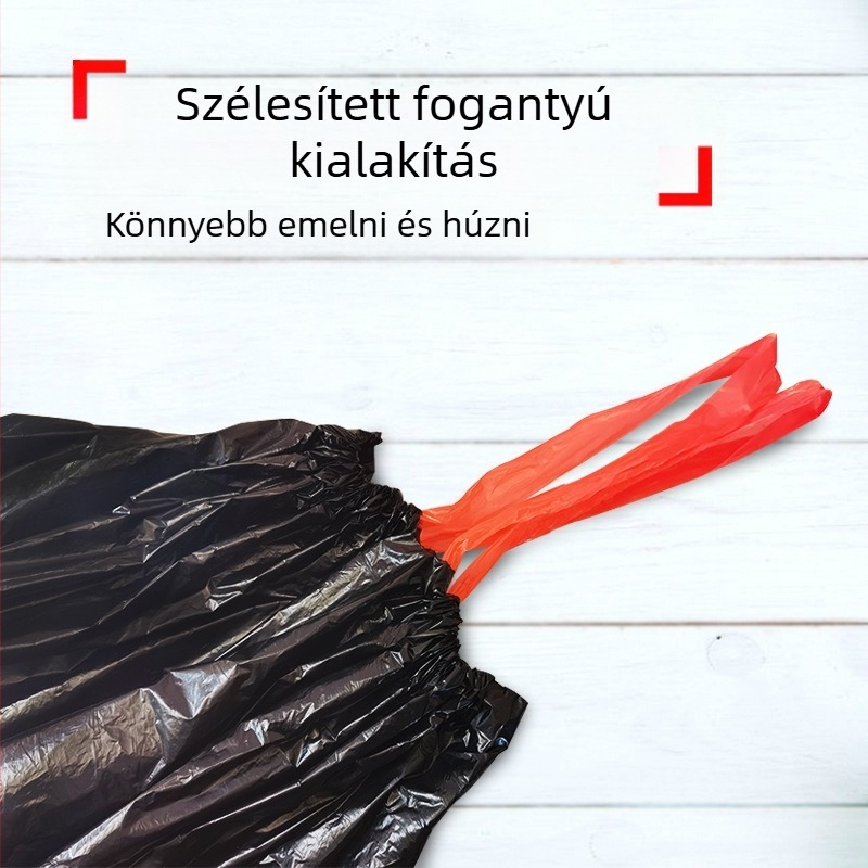 Konyhai szemeteszsákok húzózsinórral, vastagítottak, nagy kapacitásúak, tekercses típus, automatikus zárás, otthoni használatra