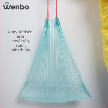 Wenbo Vastagított szemeteszsák húzózsinórral, 60 darab, háztartási használatra, egyszer használatos