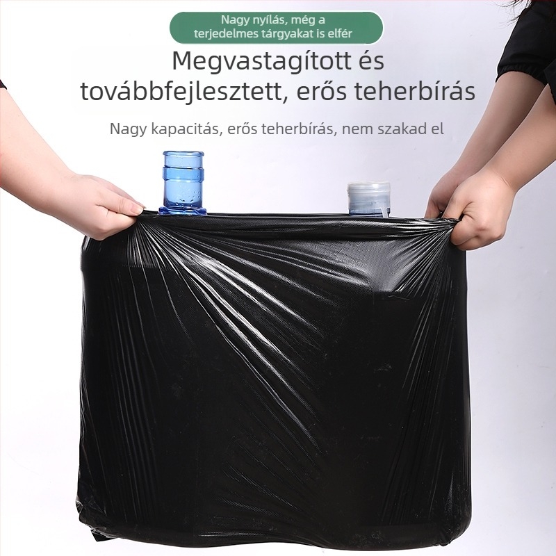Fekete megerősített szemeteszsákok szállodai tisztításra és ingatlan-karbantartásra, extránagy méret