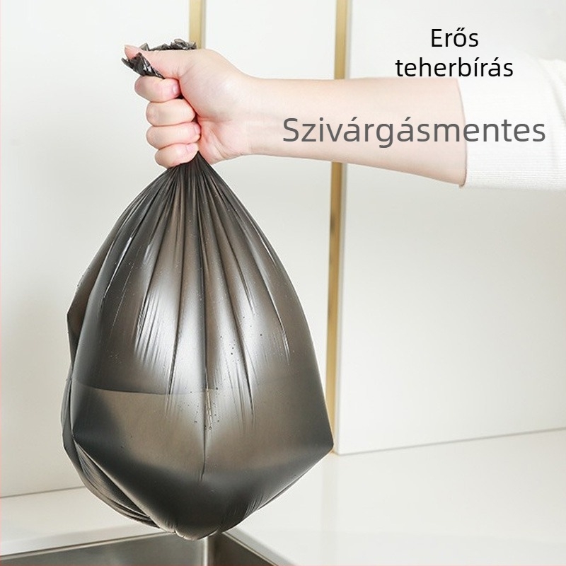 Háztartási vastagított egyszer használatos szemeteszsák, fekete, nagy és közepes méretben, perforált rollban