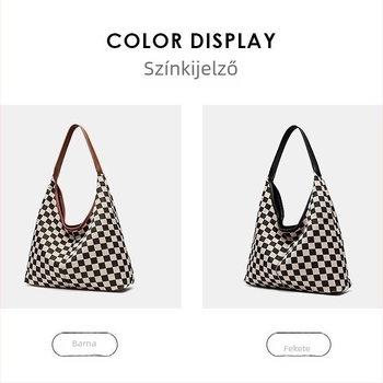 Női váll-táska, Tote, nagy kapacitású kockás mintával