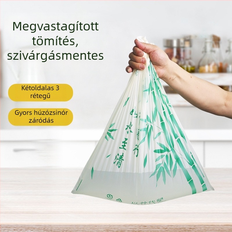 Húzózsinóros szemeteszsákok háztartási és kereskedelmi használatra, elég vastag anyagból és szakadásállósággal