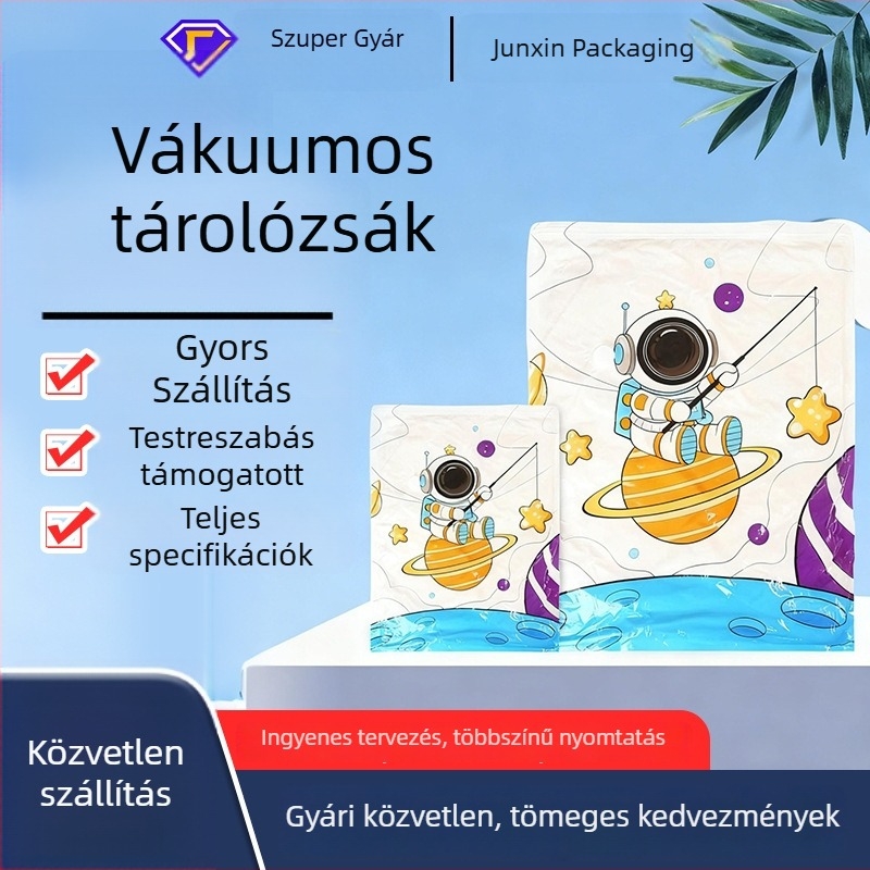 Nagy méretű vákuum-tároló tasak, vastagított, helytakarékos tároláshoz és költöztetéshez