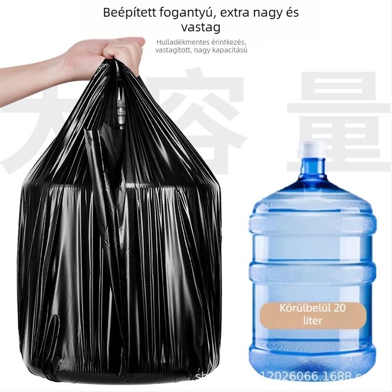 Háztartási vastag, nagy méretű mellény-stílusú egyszer használatos fekete műanyag szemeteszsák