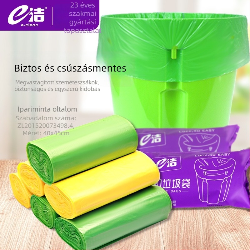 E-Clean szemeteszsákok könnyen téphetők, sík szájú, köthetők, egyszer használatos, vastag és tartós