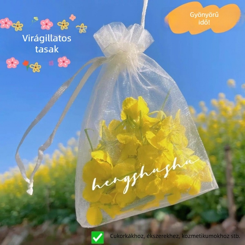 Hálós húzózsinóros tasak aromás tasakok, szappan és ékszerek tárolására