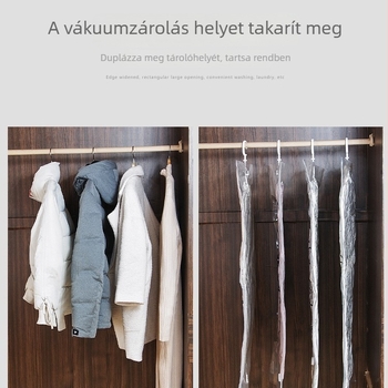Átlátszó függő vákuumtasakok puffos dzsekikhez, otthoni használatra ruhák rendszerezésére és tárolására, lezárható