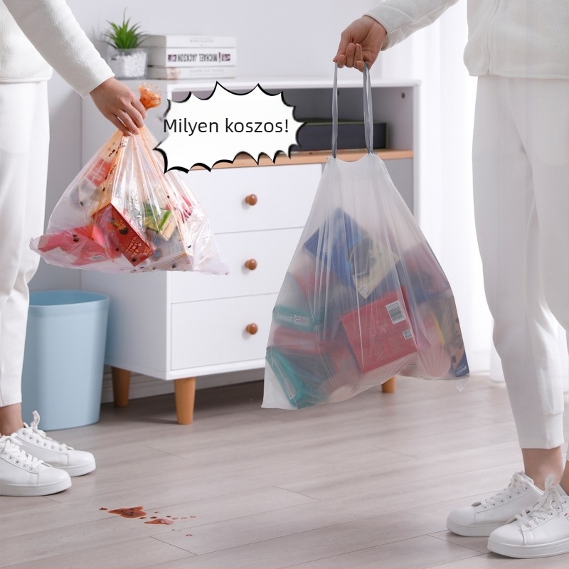 Meiliya Vastagított Szemeteszsák Húzófüllel – Háztartási, Konyha és Nappali Használatra, PE, Egyszer használatos