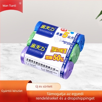 Megvastított tekercses szemeteszsákok lapos szájjal, háztartási, egyszer használatos