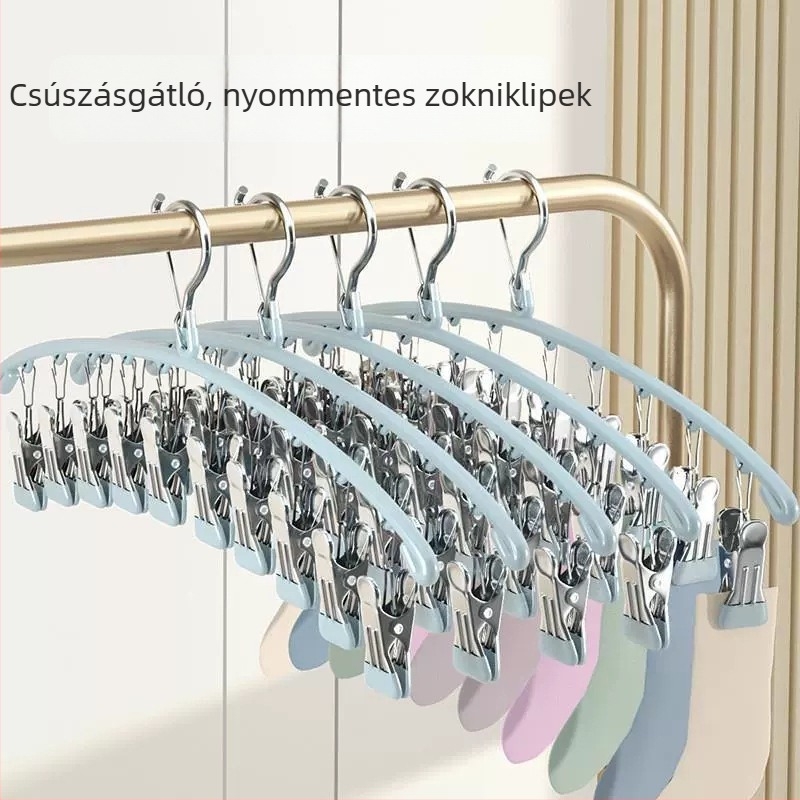 Zokniszárító több csipeszével, szélálló, nyom nélkül