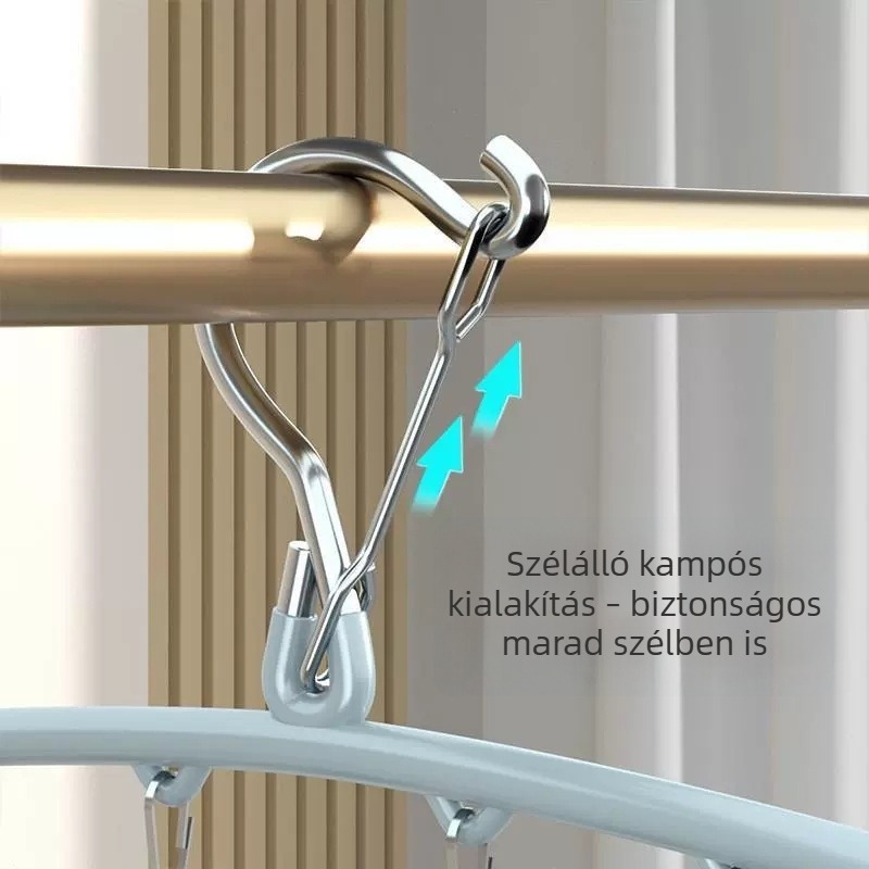 Zokniszárító több csipeszével, szélálló, nyom nélkül