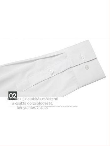 Férfi hosszú ujjú vasalásmentes slim-fit ing, zsebek nélkül, elasztikus, Turn-Down gallér