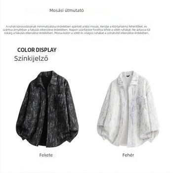 Férfi hosszú ujjú ingkabát Old Money stílusban, csíkos textúra, nagy méret, hétköznapi viselet